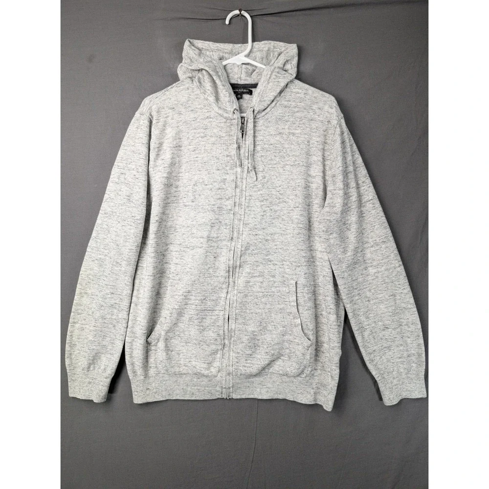 Banana Republic Mens Gray Full Zip Knit‎ Hoodie Sweater Size XL Heathered 5901